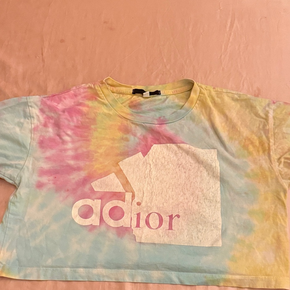 Tie-Dye Crop Top with Graphic Print